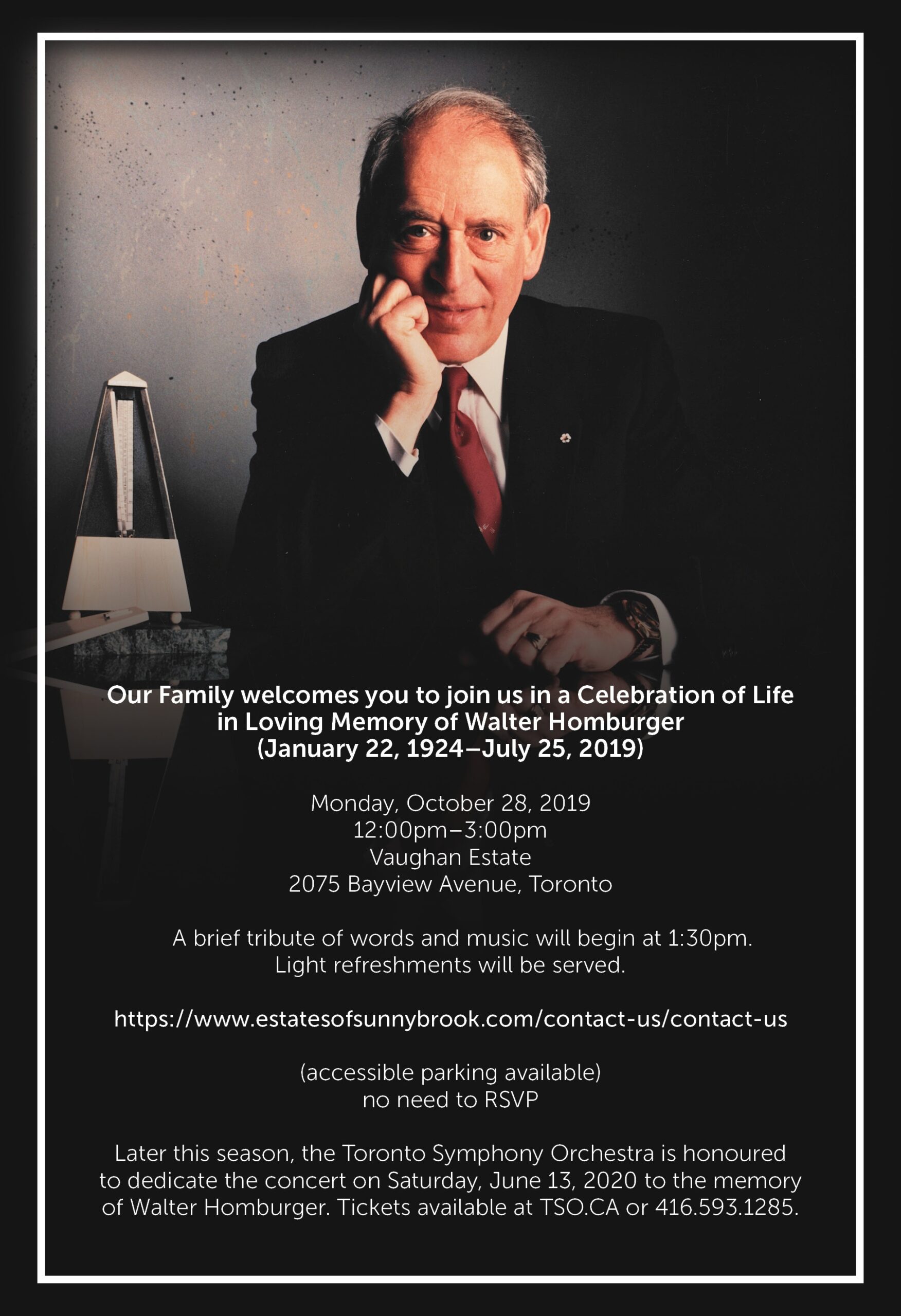 Walter Homburger celebration of life notice