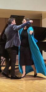 Joyce El-Khoury and Serouj Kradjian embrace